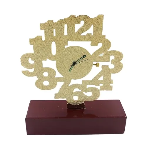 Giftology Bharat Gold Plated Aesthetic Table Clock for Home Decor Office Desk Living Room Centre Table Bedroom Study Room (3.8 inch Height) Limited Edition