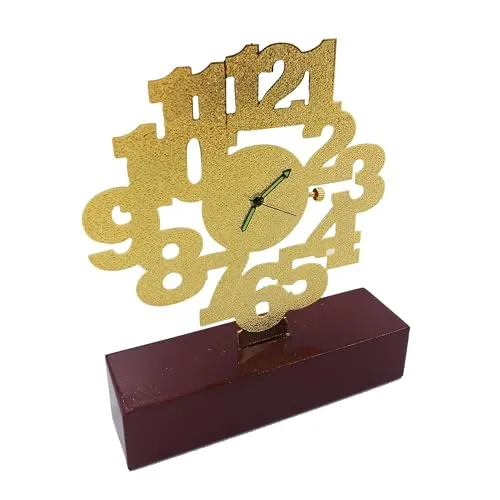 Giftology Bharat Gold Plated Aesthetic Table Clock for Home Decor Office Desk Living Room Centre Table Bedroom Study Room (3.8 inch Height) Limited Edition