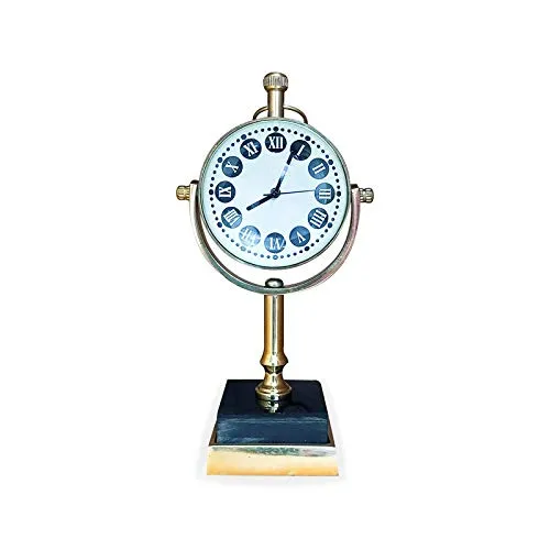 Gola International Item Square Bottom Desk Clock Table Accessories Royal Look Antique Watch