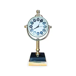 Gola International Item Square Bottom Desk Clock Table Accessories Royal Look Antique Watch