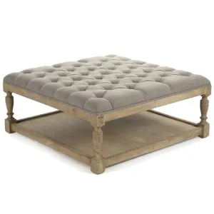 Gray Provence Square Tufted Ottoman