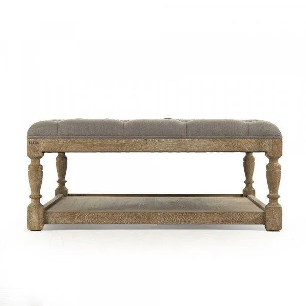 Gray Provence Square Tufted Ottoman