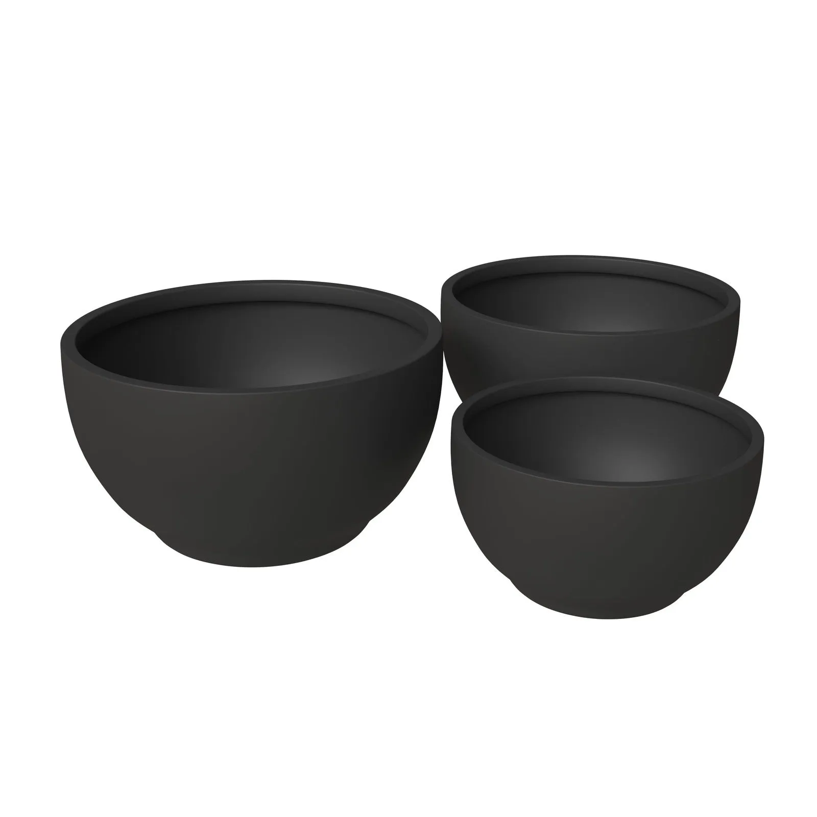 Grove Modern 3-Piece Round Planter Set in Fiberstone Weather Resistant Design