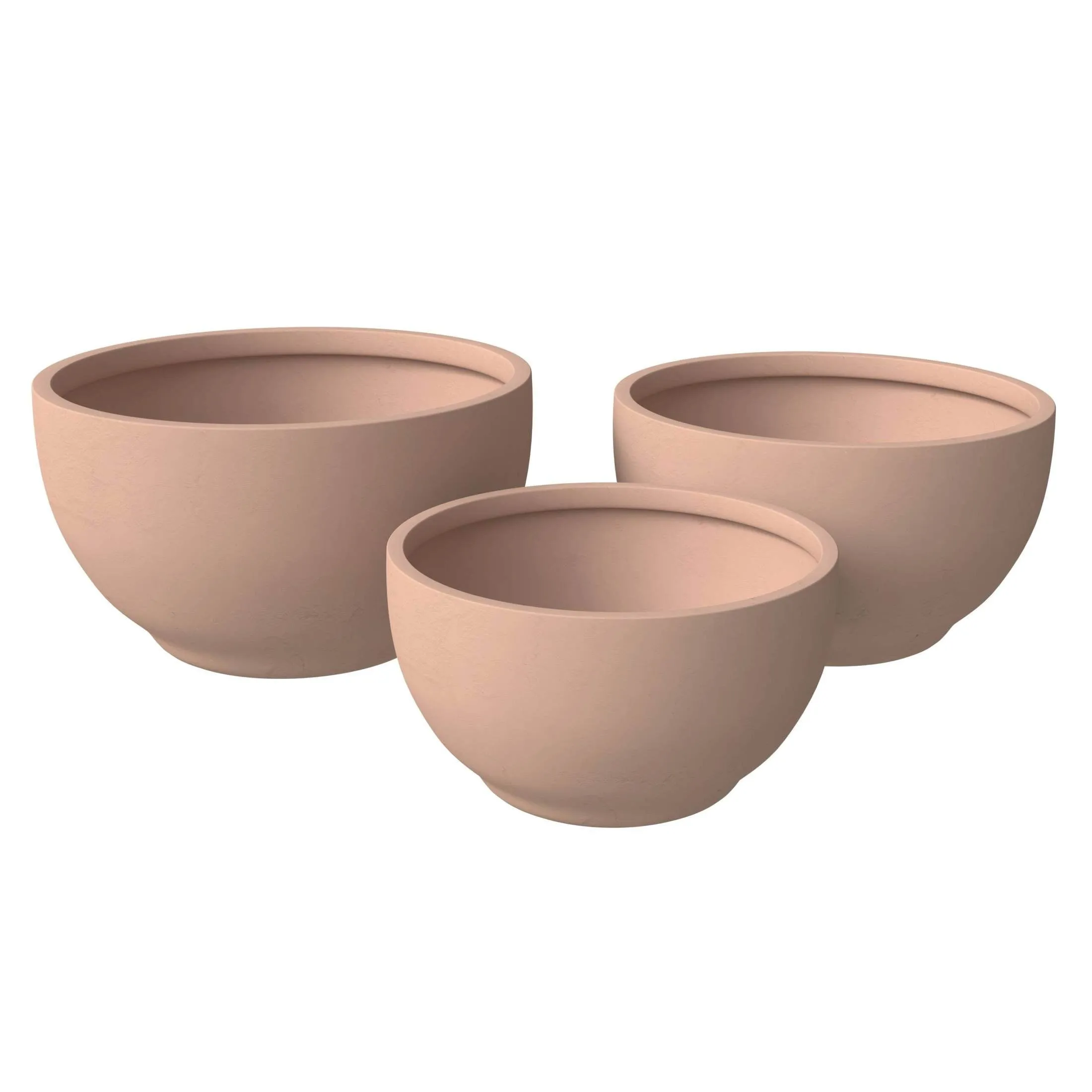 Grove Modern 3-Piece Round Planter Set in Fiberstone Weather Resistant Design