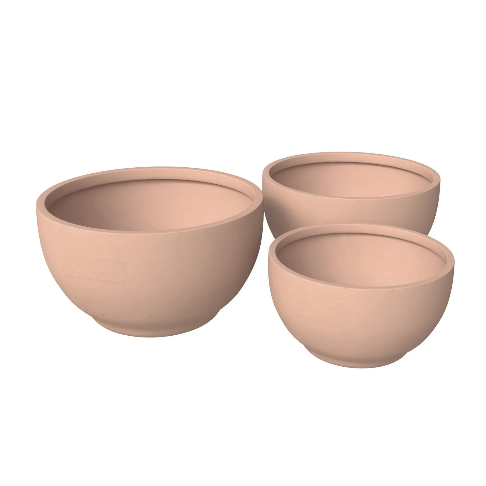 Grove Modern 3-Piece Round Planter Set in Fiberstone Weather Resistant Design