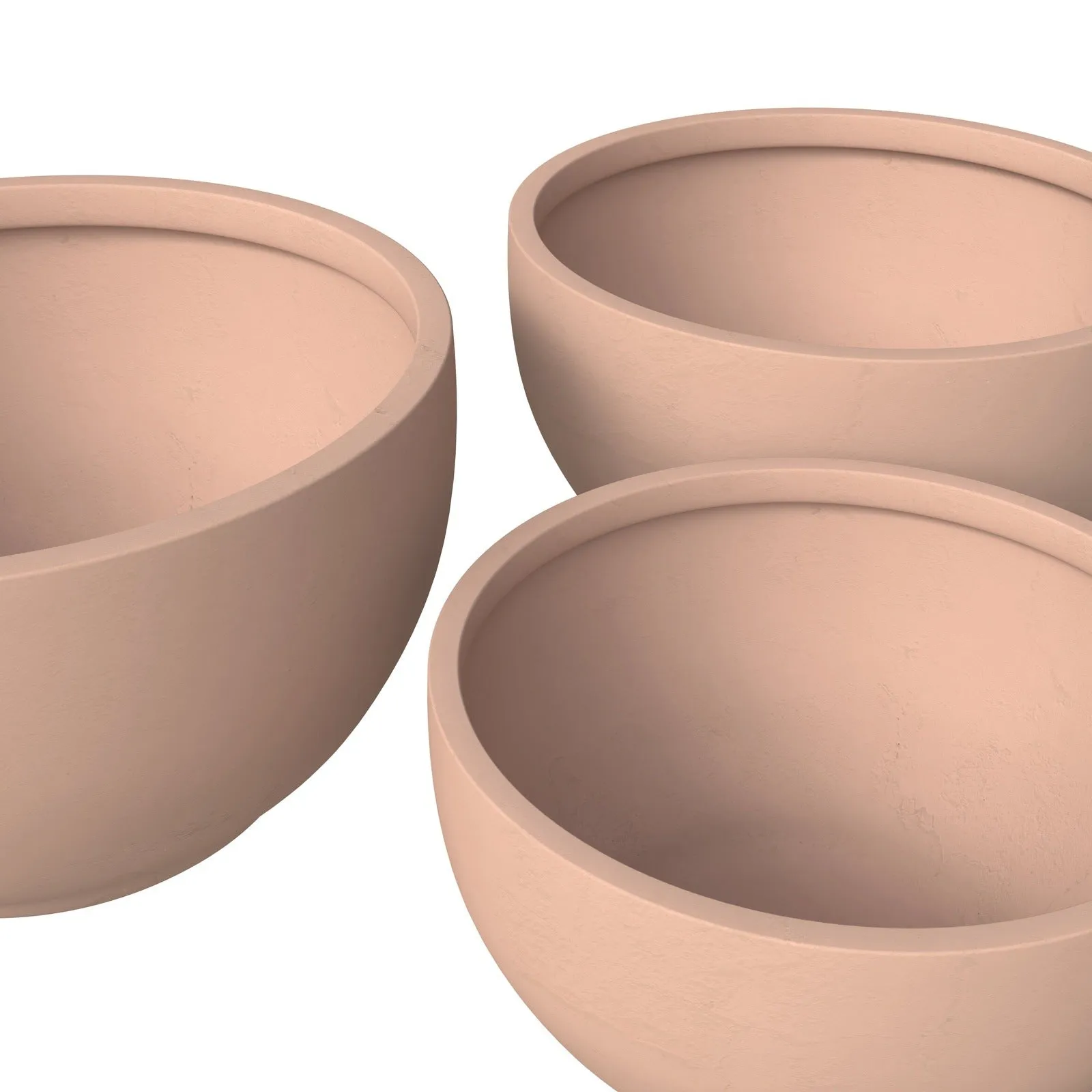 Grove Modern 3-Piece Round Planter Set in Fiberstone Weather Resistant Design