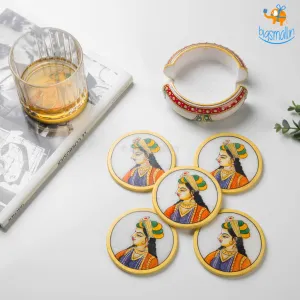 Hand-Painted Marble Queen Coasters - Set of 6