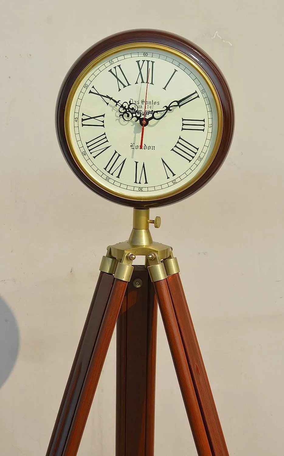 Handmade Wooden Antique Tripod Clock, 70 inches Tall Floor Tripod Clock