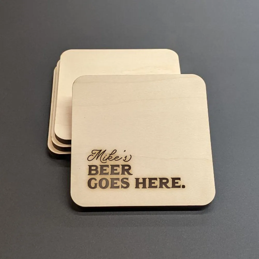 His Drink Goes Here Wood Coasters