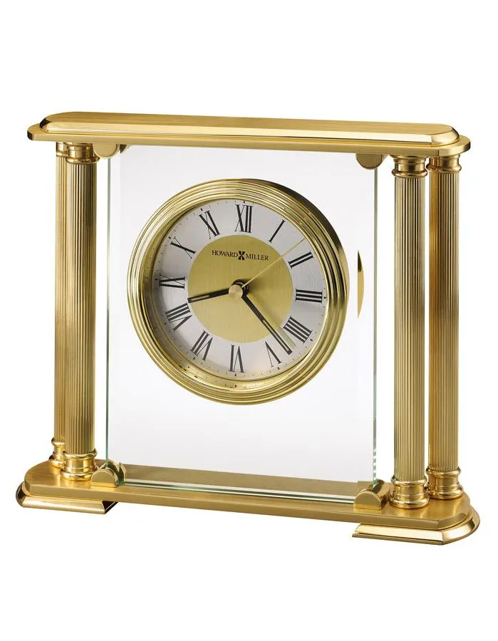 Howard Miller Athens Tabletop Clock - Solid Brass - Glass Crystal - Columns