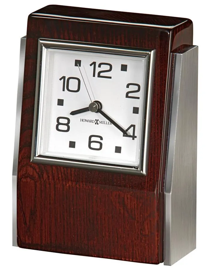 Howard Miller Haddington Desk Clock - Roswood Finish - Silver Tone Accents