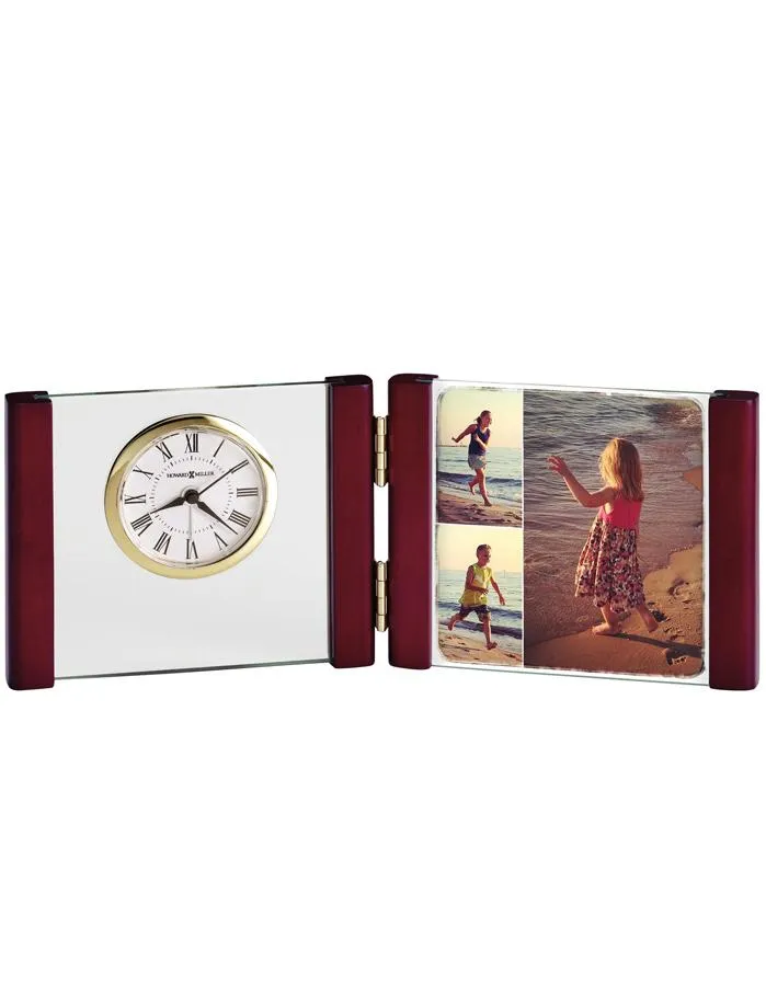 Howard Miller Hadin Photo Frame Clock - Square - Gold-Tone Bezel - Folding