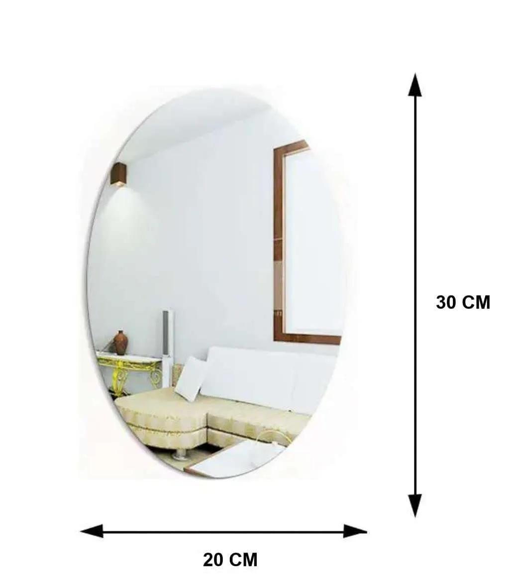 IRQA Oval Shape Adhesive Mirror Sticker for Wall on Tiles Bathroom Bedroom Living Room Basin Mirror Bathroom Wall Mirror Stickers Unbreakable Plastic Vanity Mirror, Makeup Mirror (Style_82