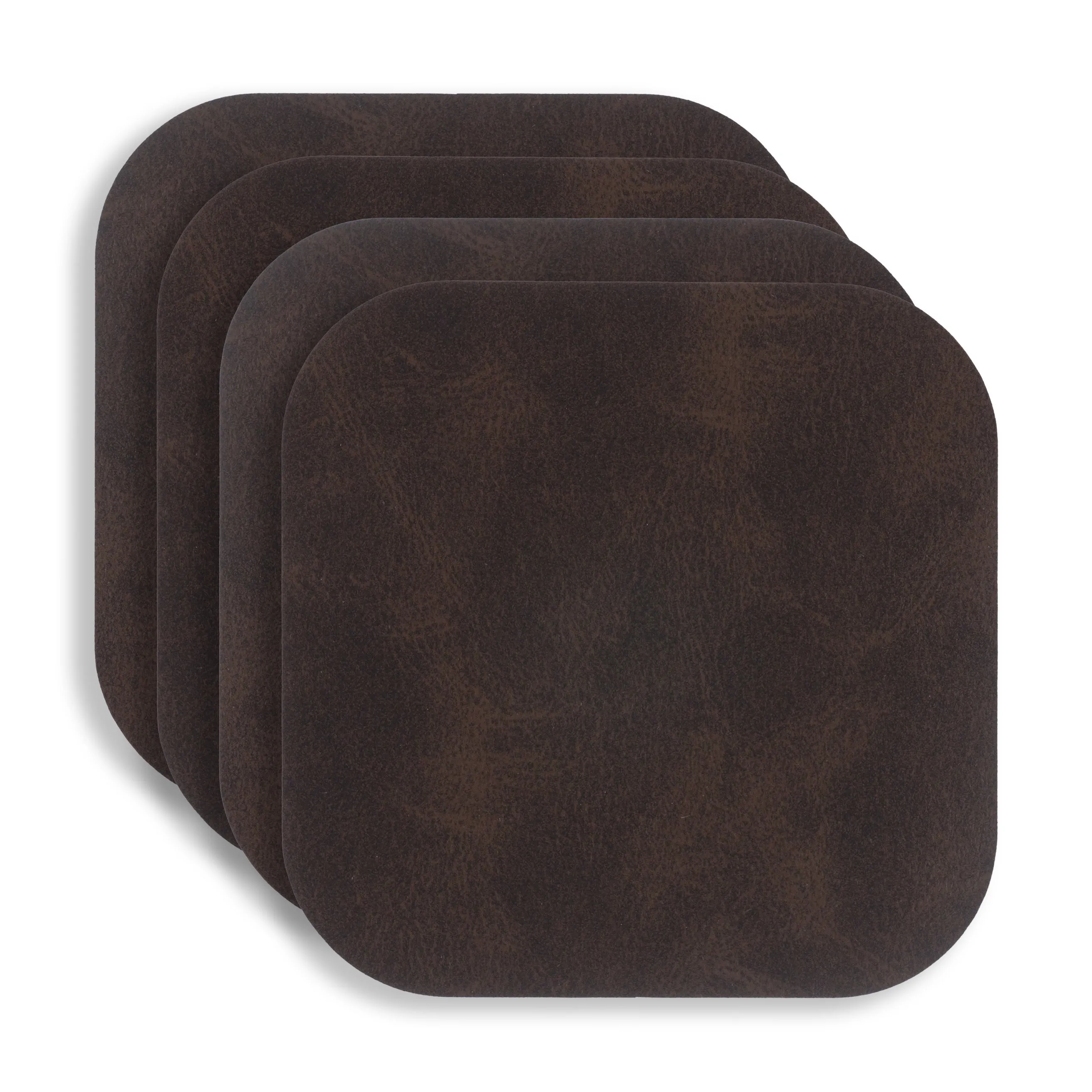 KAF Home Santiago Set Of 4  Faux Leather Coasters - 4.25" x 4.25"