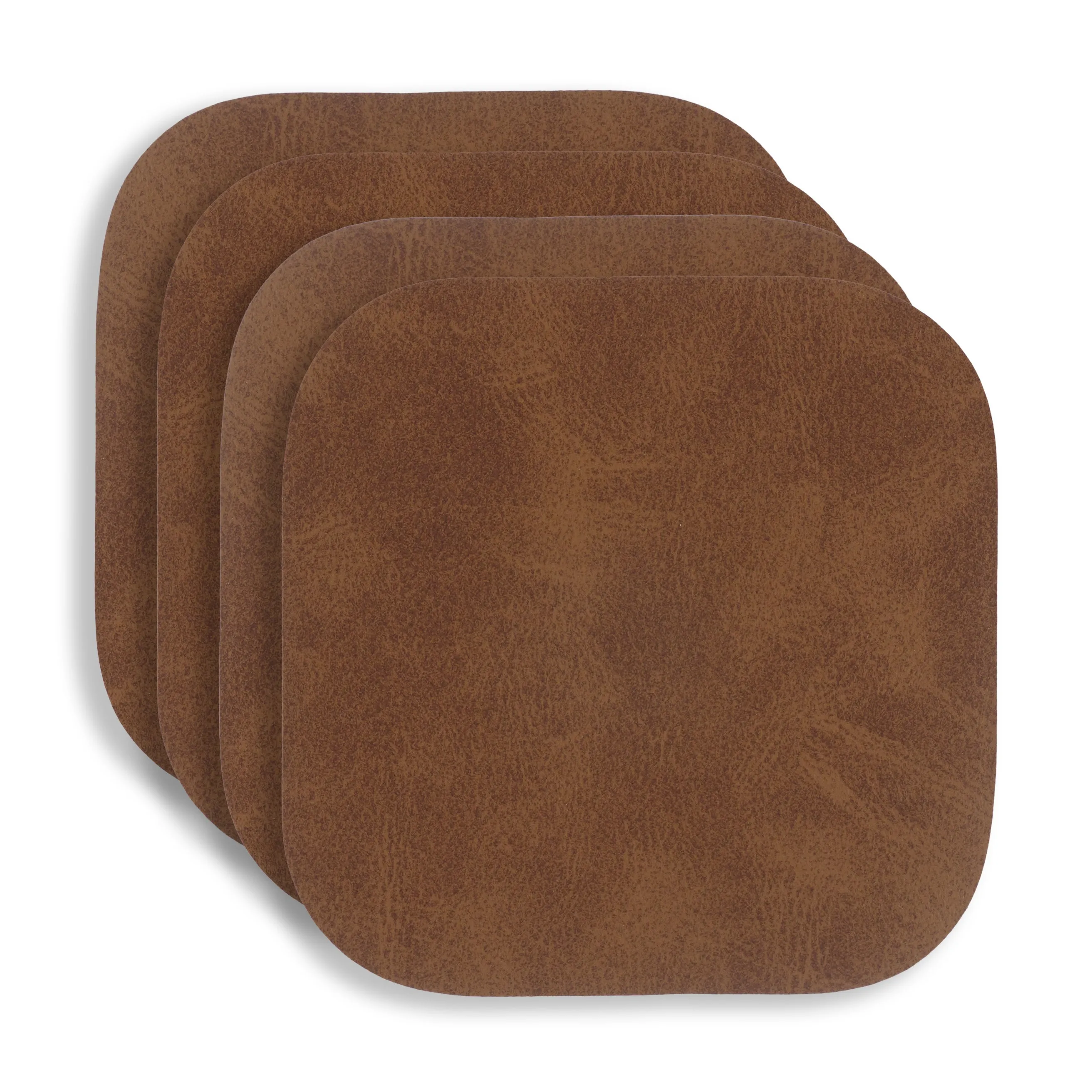 KAF Home Santiago Set Of 4  Faux Leather Coasters - 4.25" x 4.25"