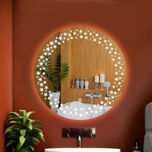 KAMAL INTERIORS Round Wall Mounting Mirror with Light |Bathroom Mirror,Venity Mirror,Smart Mirror | Led Mirror 3 Tone (Cool White, Natural White, Warm White).