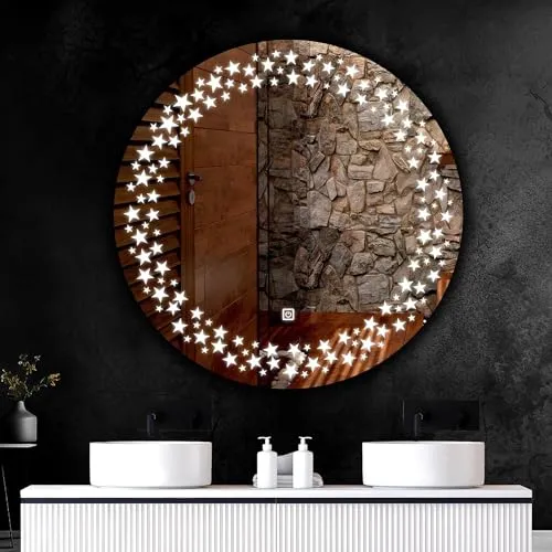 KAMAL INTERIORS Round Wall Mounting Mirror with Light |Bathroom Mirror,Venity Mirror,Smart Mirror | Led Mirror 3 Tone (Cool White, Natural White, Warm White).