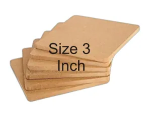 KARTIK DIY Square MDF Coasters Set of 6 MDF Plain Wooden Coasters Square Shaped Blank Cutouts for Painting Wood Sheet Craft, Decoupage, Resin Art Work & Decoration (Square, 3 x 3 Inch)