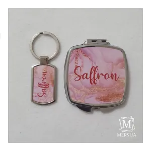 Keyring & Cosmetic Mirror Personalised Set