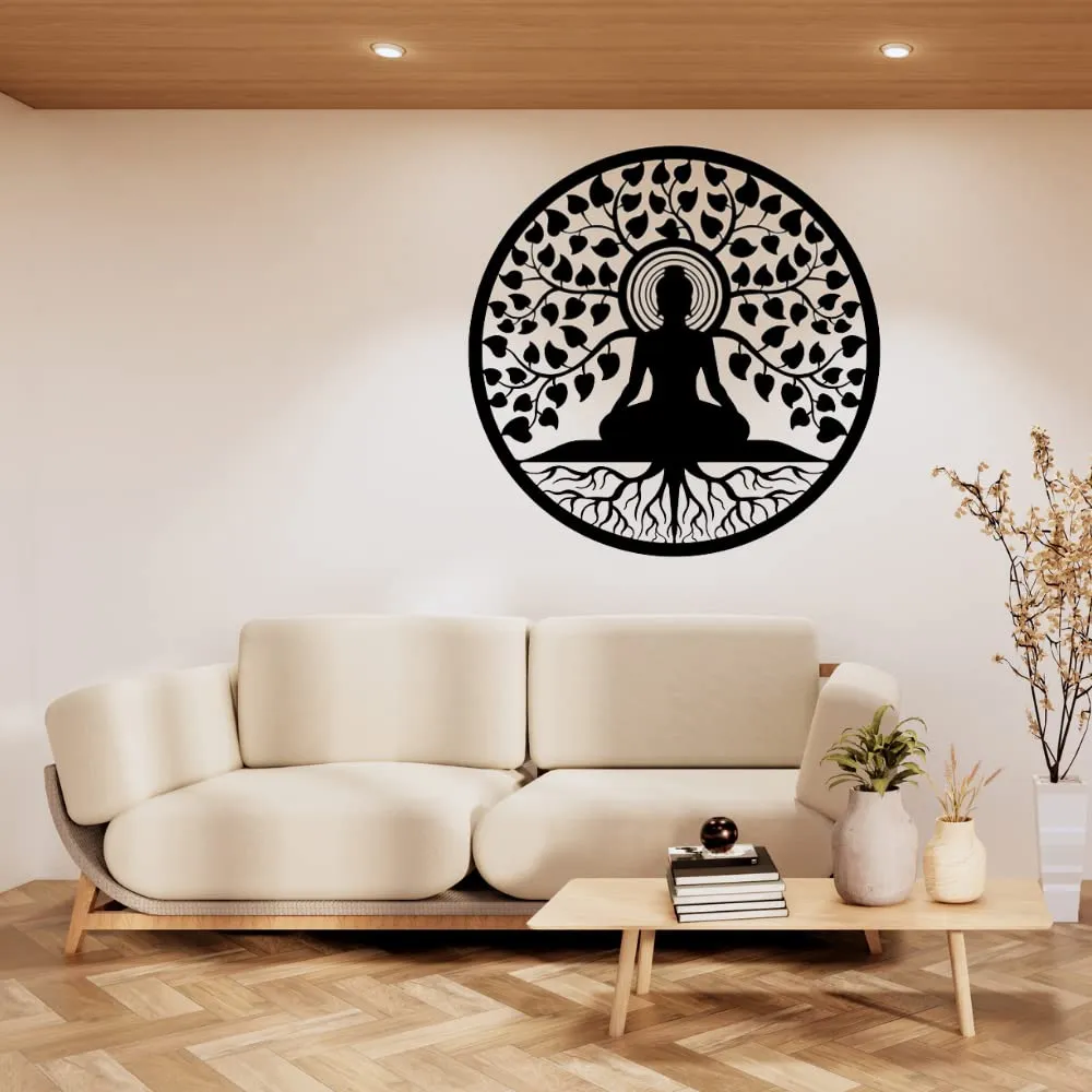 Landsky Buddha wall art metal wall hanging | metal buddha wall decor art | stylish home decoration items for living room (18 x 18 inch)