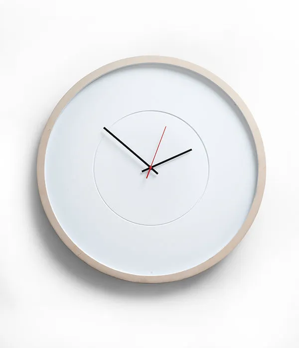 Large Deep Frame Round Clock - White