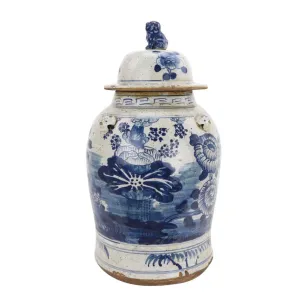 Lotus Porcelain Lidded Ginger Jar Large