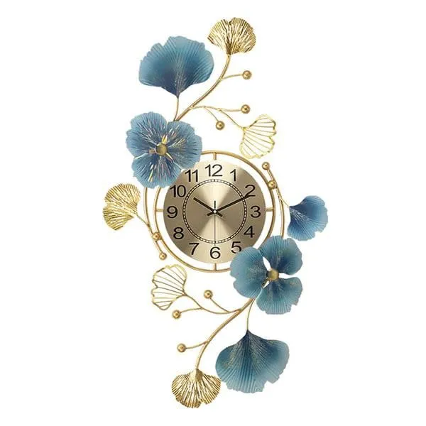 LUXURY LODGE Wall Clocks,Art Simple Wall Clock 3D Metal Large Wall Clock, Butterfly Pattern Decor Silent Non Ticking Modern Quartz Art Wall Clock for Living Room Kitchen Bedroom/37 21" 2 (Awe34)