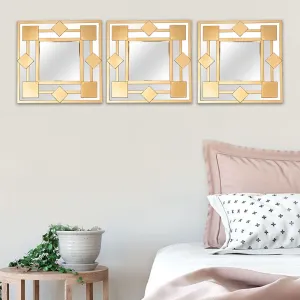 Market99 Wall - Set of 3 Wall Mirror | Durable & Rust Proof, Ideal for Girls, Girls Bedroom, Bedroom Décor, Powder Room, Quirky Room Décor Gold