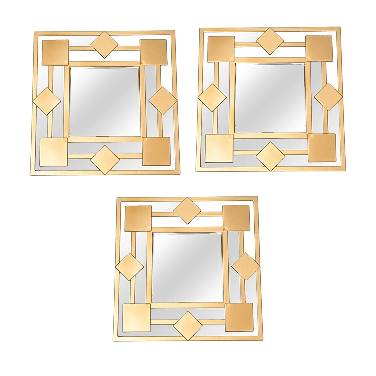 Market99 Wall - Set of 3 Wall Mirror | Durable & Rust Proof, Ideal for Girls, Girls Bedroom, Bedroom Décor, Powder Room, Quirky Room Décor Gold