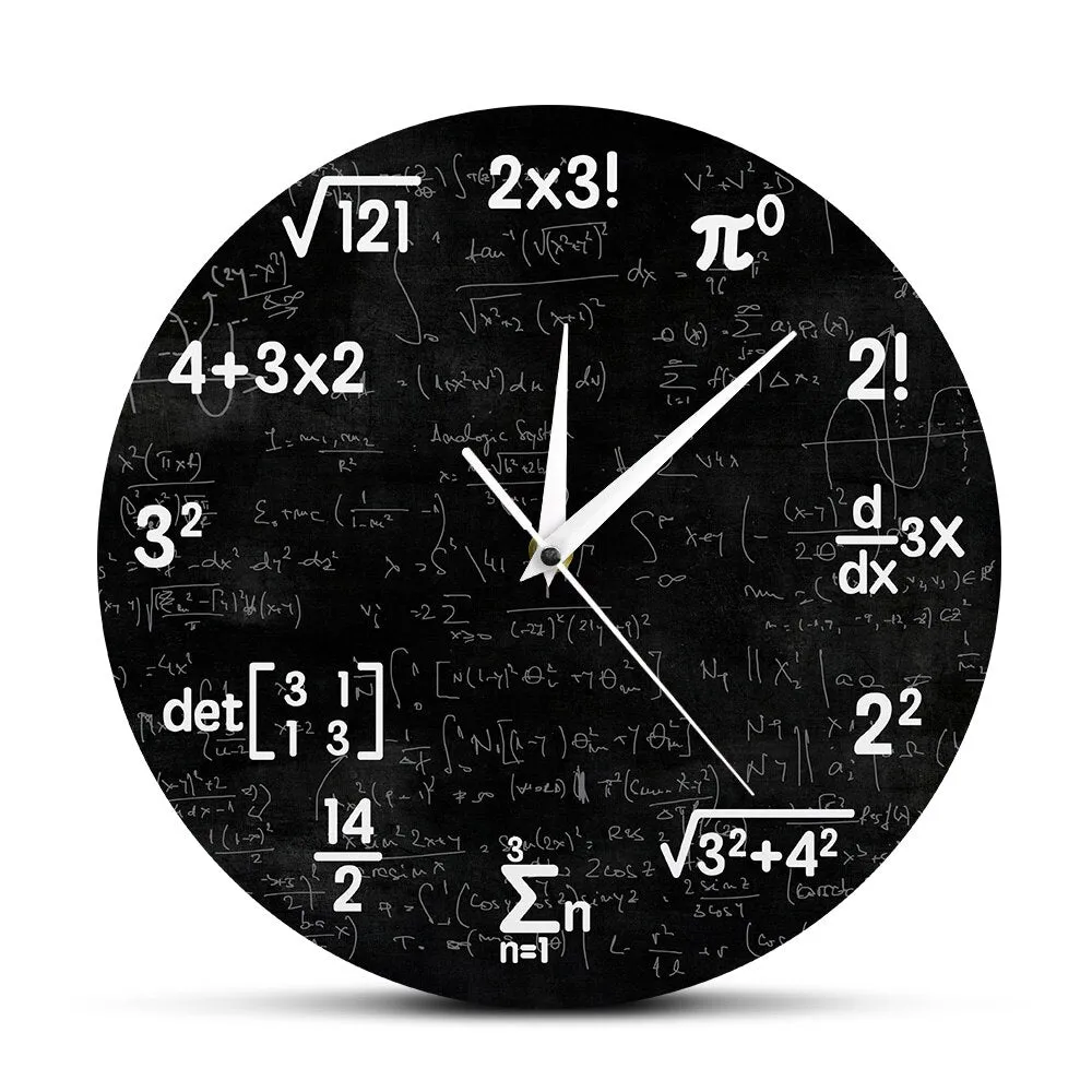 Mathematics Chalkboard Wall Clock