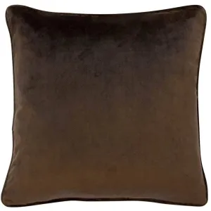 Matt Velvet Cushion With Piping - Chocolate