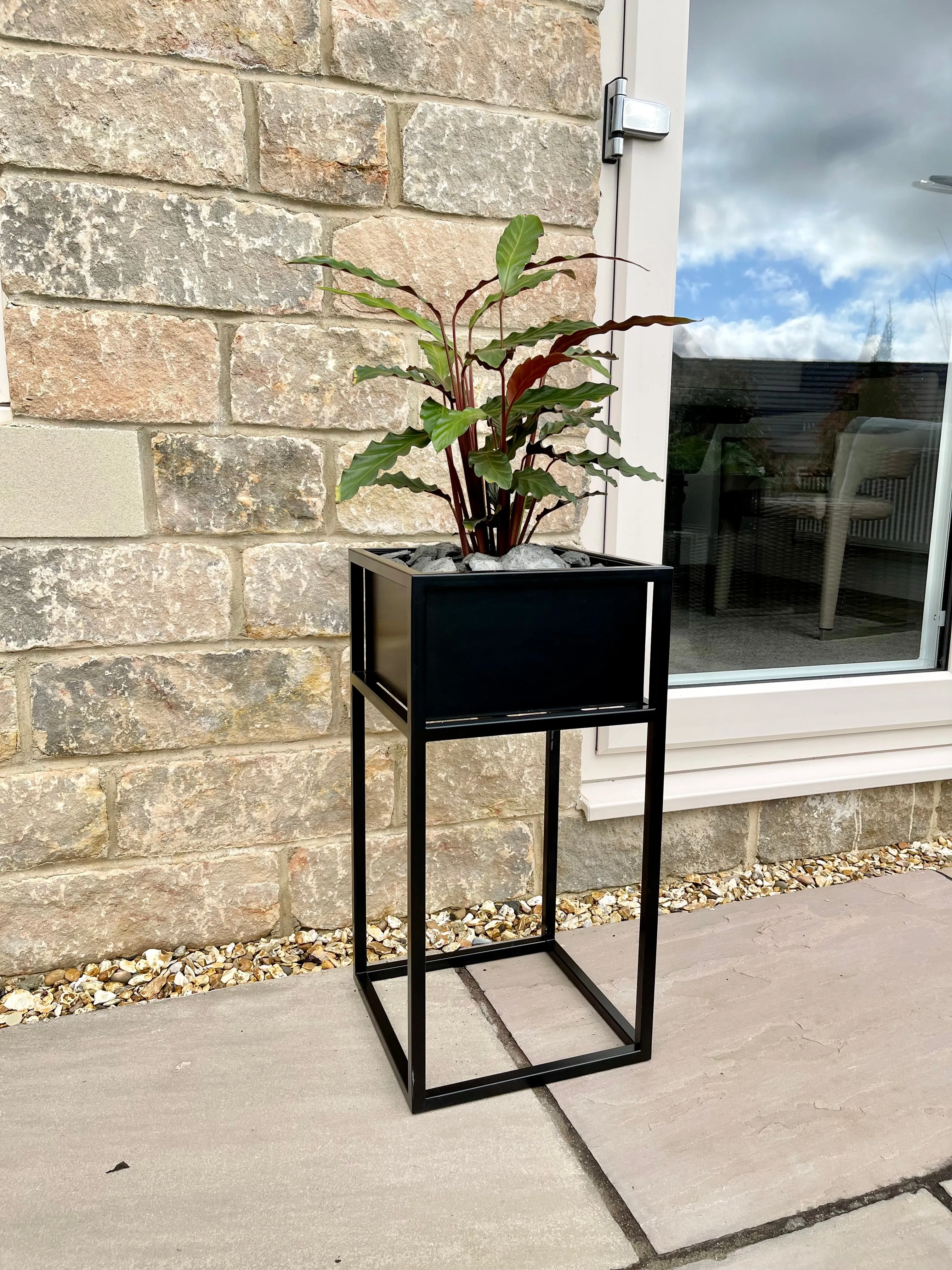 Metal Standing Square Planter Tall