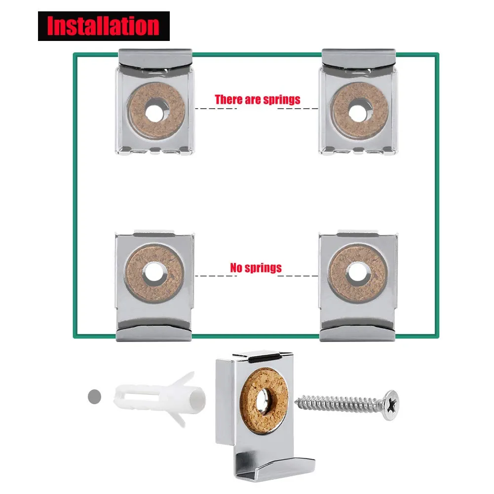 Mirror Clips - Glass Clips Clamps Holder for 4-6mm Thick Mirror 4PCS , Polished Chrome