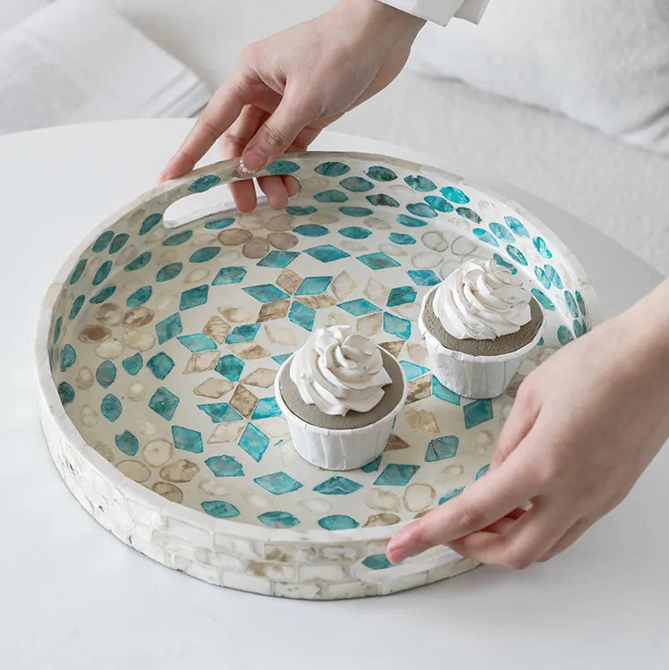 Mother of Pearl Floral Round Tray