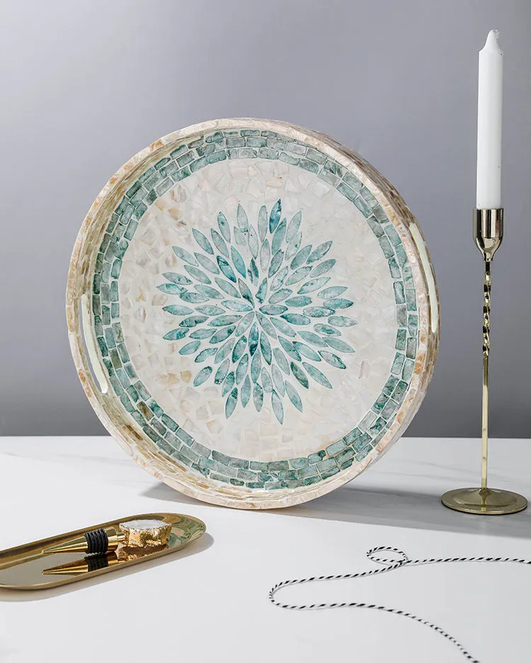 Mother of Pearl Floral Round Tray