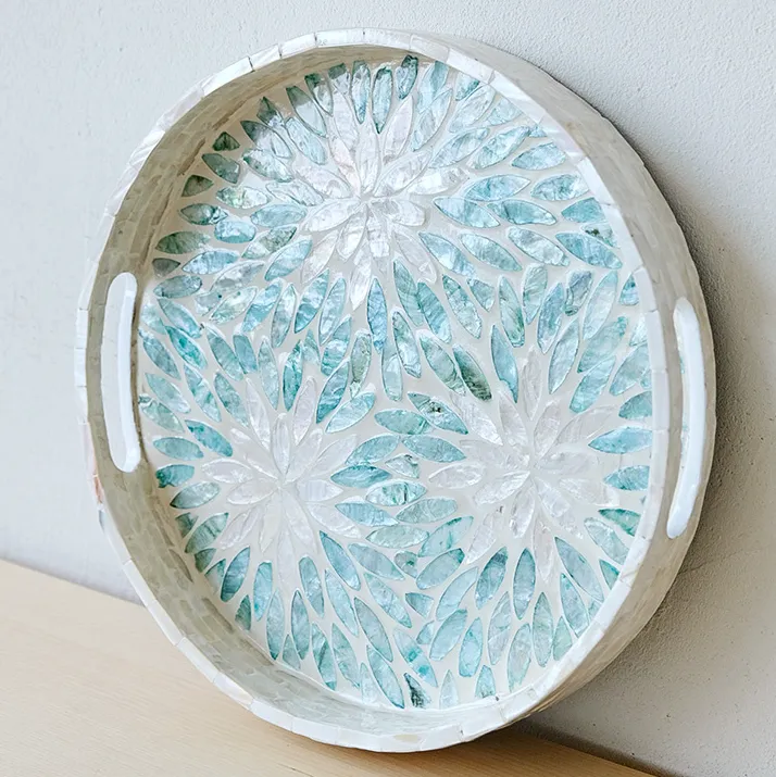 Mother of Pearl Floral Round Tray