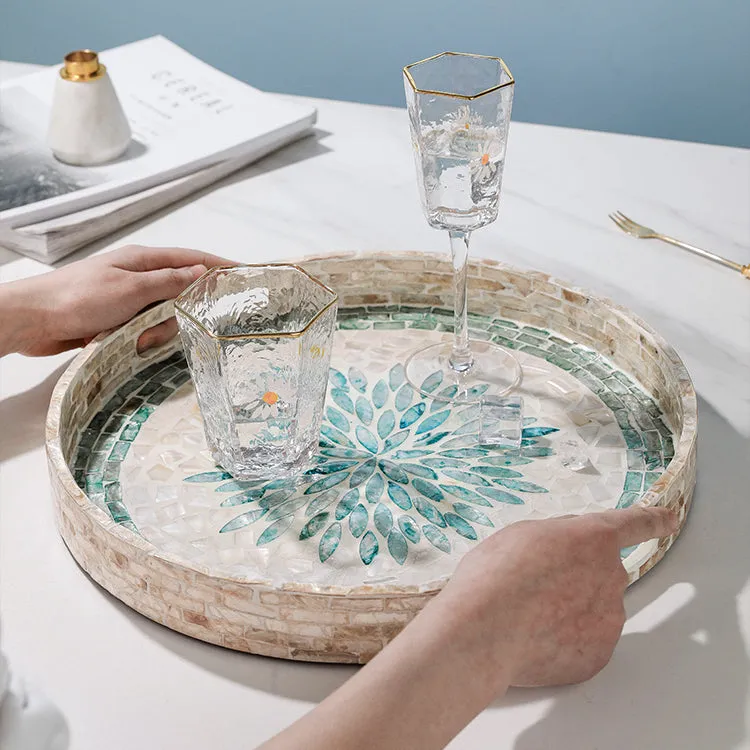 Mother of Pearl Floral Round Tray