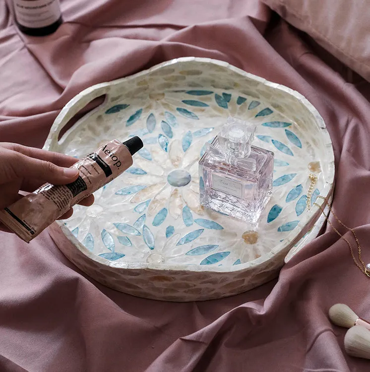 Mother of Pearl Floral Round Tray