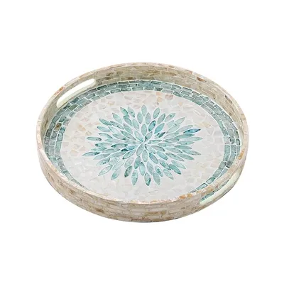 Mother of Pearl Floral Round Tray