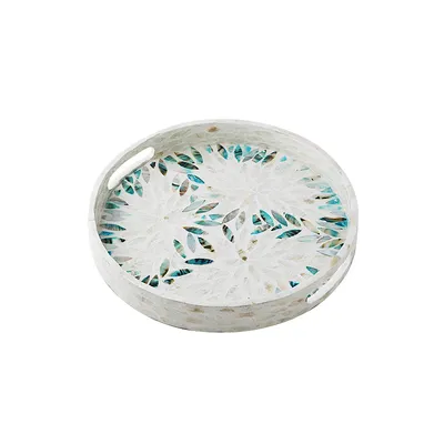 Mother of Pearl Floral Round Tray