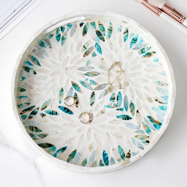 Mother of Pearl Floral Round Tray