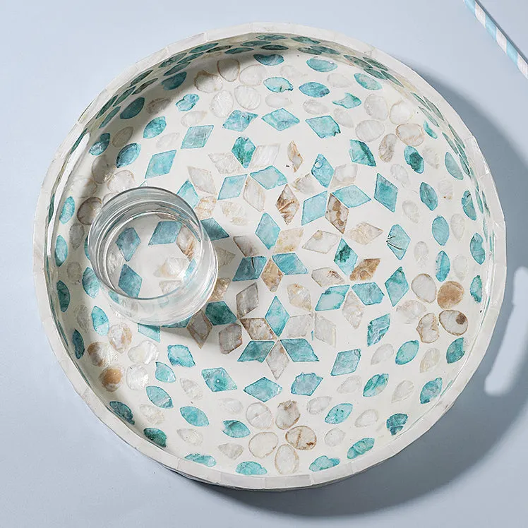 Mother of Pearl Floral Round Tray