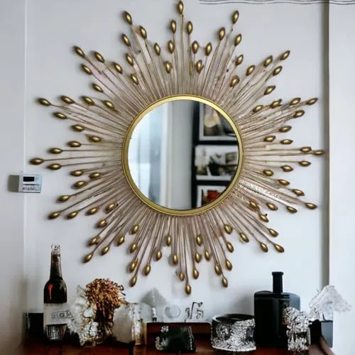 M/S M.L. Creations Sun STREEK Wall Mirror Or Antique Wall Mirror Metal and Glass Wall Mirror