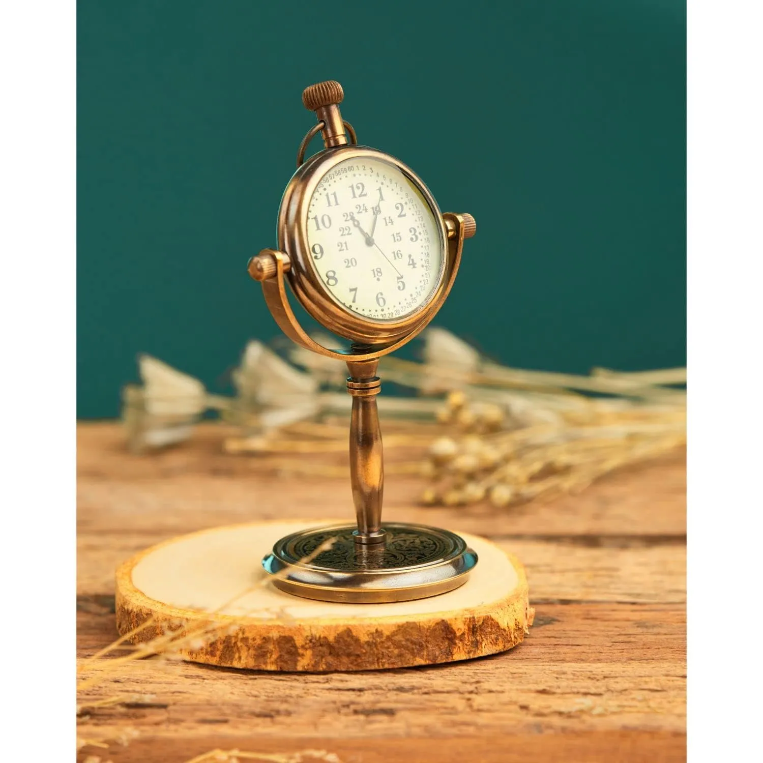 MZ Enterprises Desktop Clock Made by Brass || Handmade Brass Table Clock