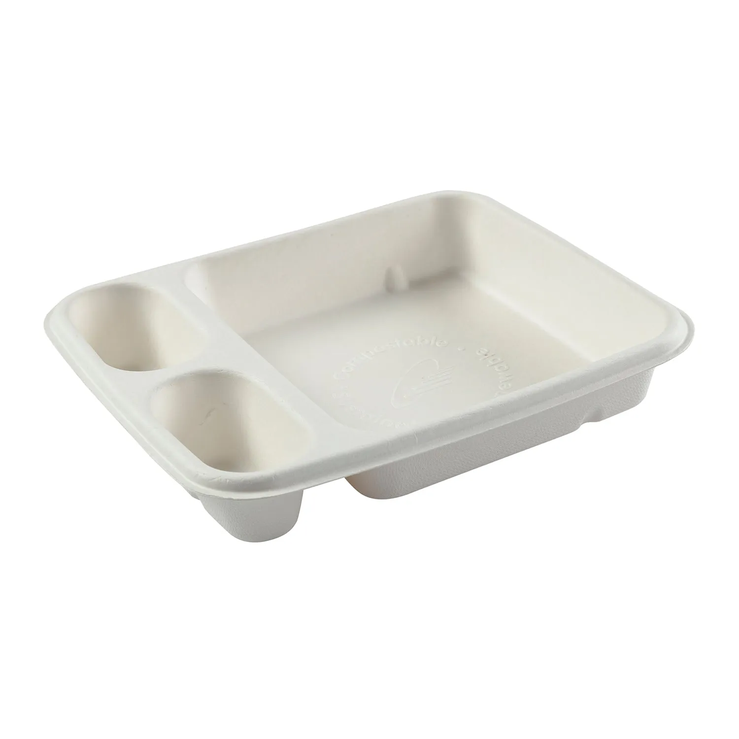 No PFAS added 7" x 9" - 3 Compartment Nacho Trays, Case of 500