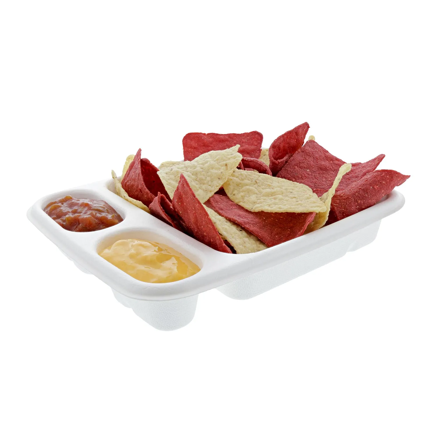 No PFAS added 7" x 9" - 3 Compartment Nacho Trays, Case of 500