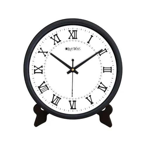 Olive Tree 8-Inch Plastic Analog Wall Clock/Table Clock - Modern Dial Latest Stylish Table Clock (Black Frame, Quartz Movement)-1020