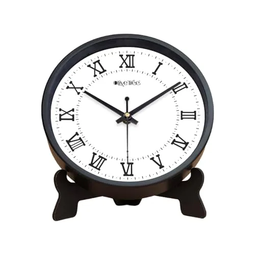 Olive Tree 8-Inch Plastic Analog Wall Clock/Table Clock - Modern Dial Latest Stylish Table Clock (Black Frame, Quartz Movement)-1020