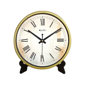 Olive Tree 8-Inch Plastic Analog Wall Clock/Table Clock - Modern Dial Latest Stylish Table Clock (Golden Frame, Quartz Movement)-1033