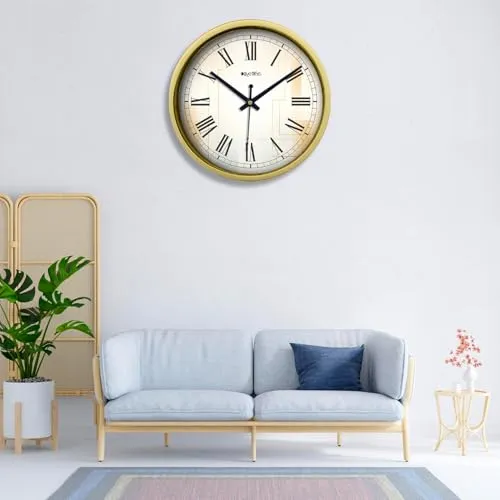 Olive Tree 8-Inch Plastic Analog Wall Clock/Table Clock - Modern Dial Latest Stylish Table Clock (Golden Frame, Quartz Movement)-1033